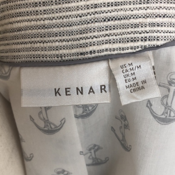 Kenar gray & white tailored blazer size M, stylish sleeve slits, nautical lining - Picture 6 of 8
